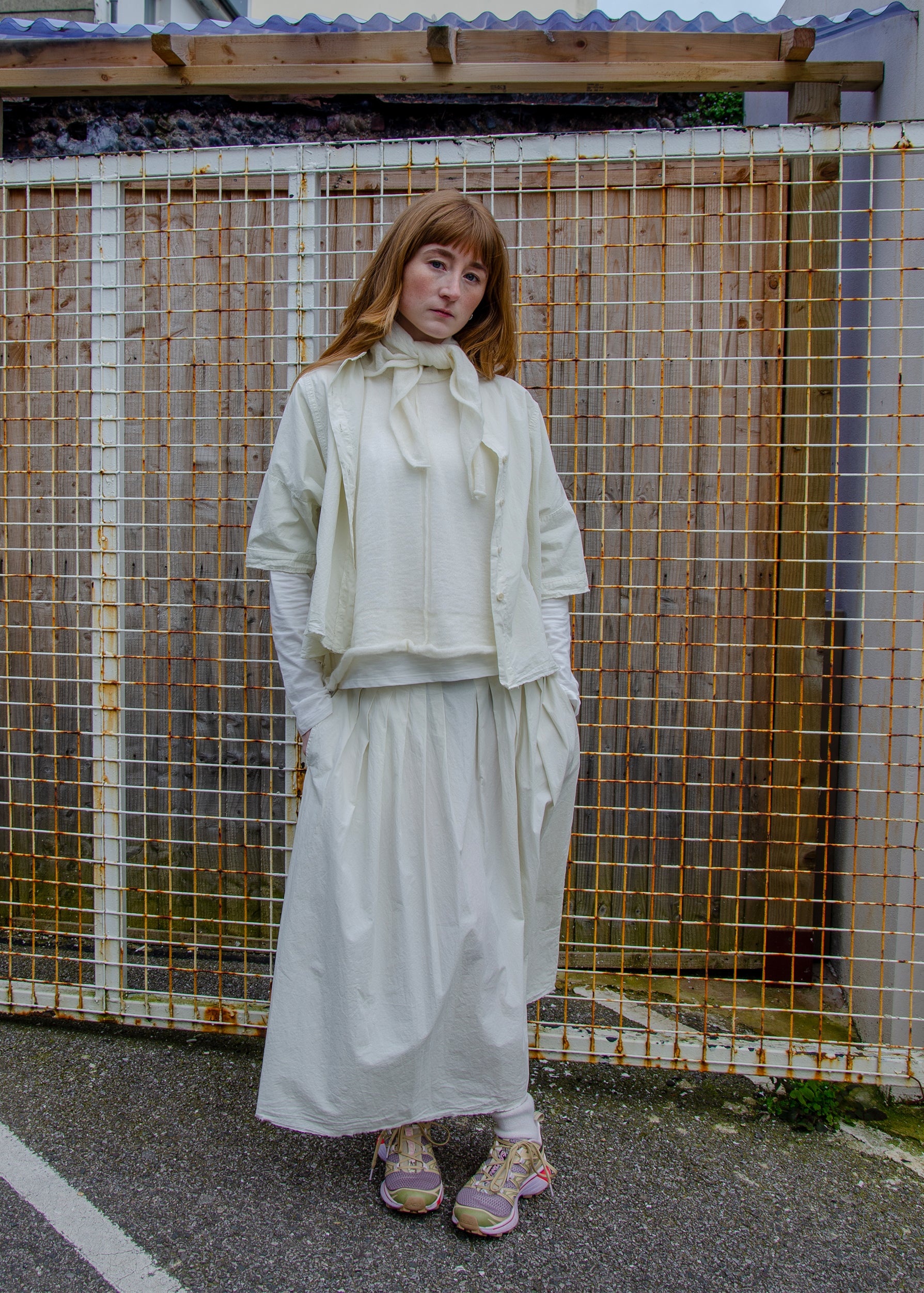 Triangle Necktie Scarf | Chalk White