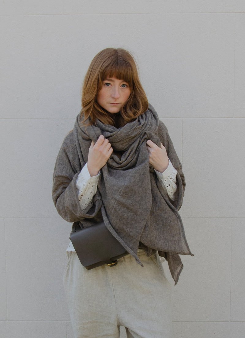 Oversize Mohair Scarf | Cafe Latte