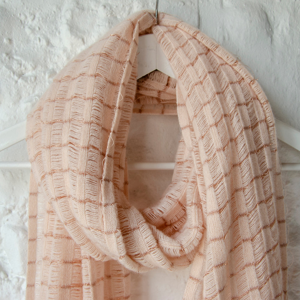 Cashmere Silk & Lurex Patti Scarf | Blush & Rose Gold