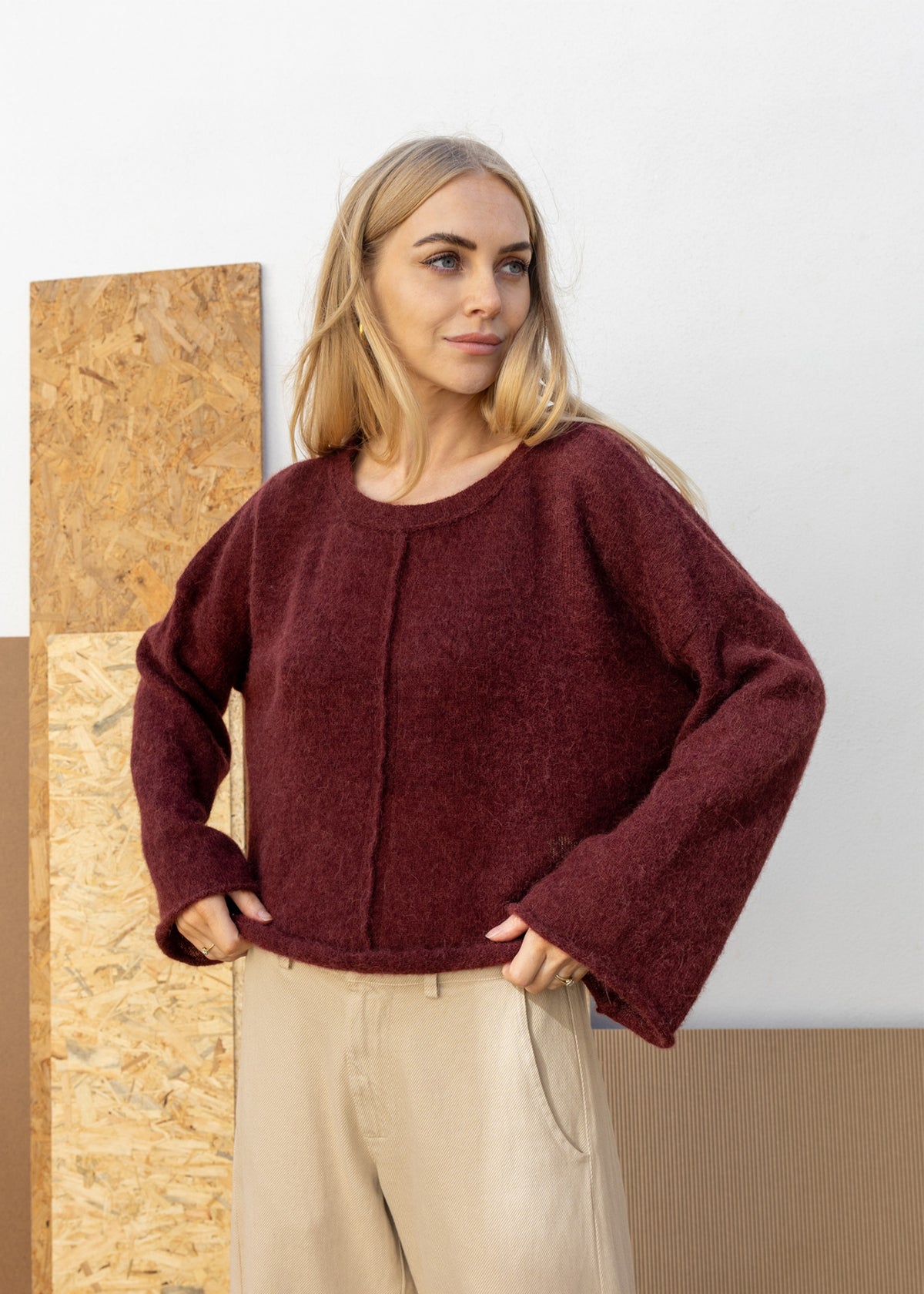 Alpaca Crop Sweater | Plum