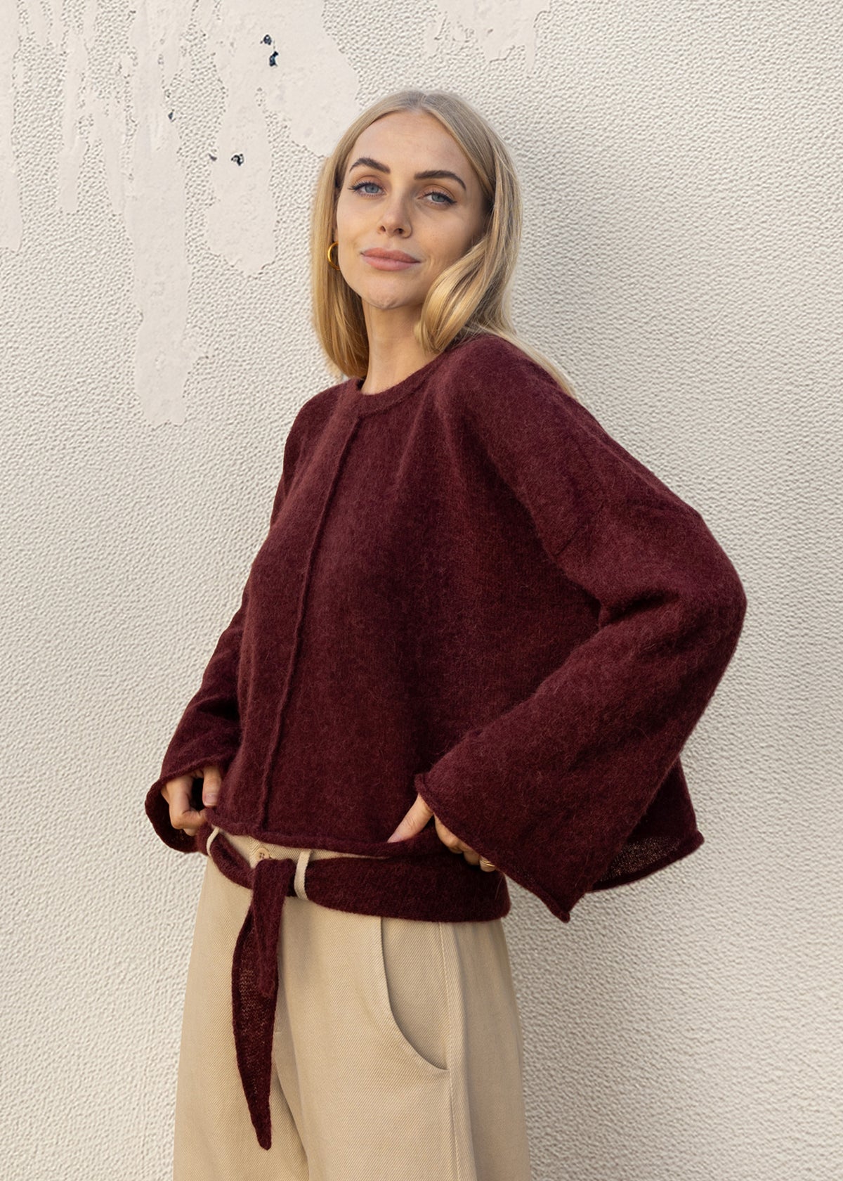 Alpaca Crop Sweater | Plum