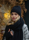 Cashmere Rib Beanie | Black