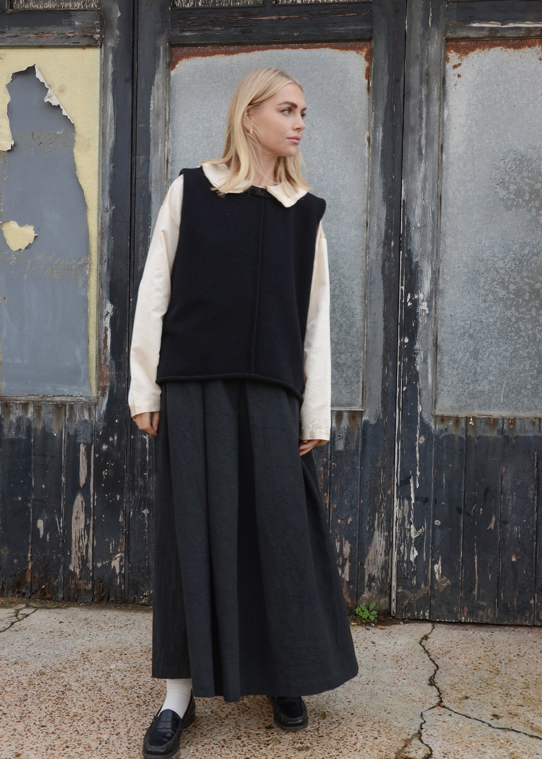 Cashmere Vest Top | Black