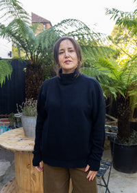 High Neck Cashmere Sweater | Black