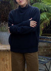 High Neck Cashmere Sweater | Black