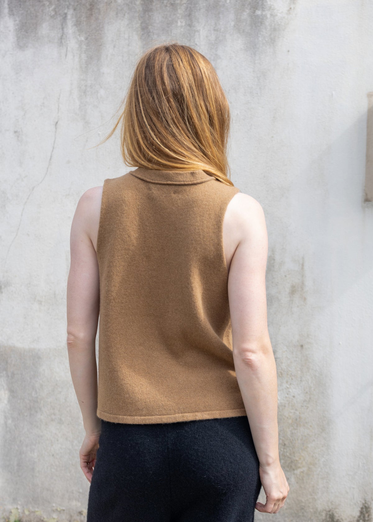 Cashmere Cable Front Vest Top | Gingerbread