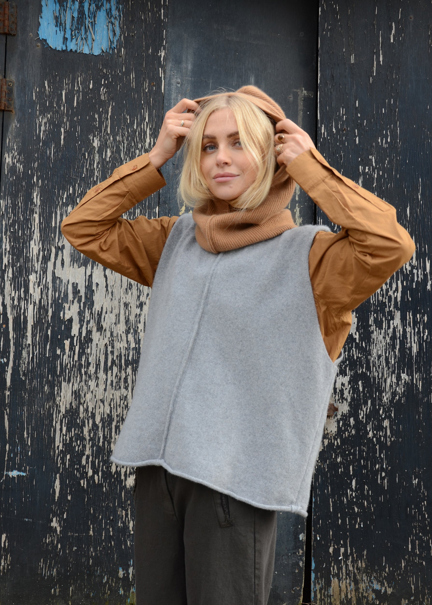 Cashmere Rib Hood | Caramel