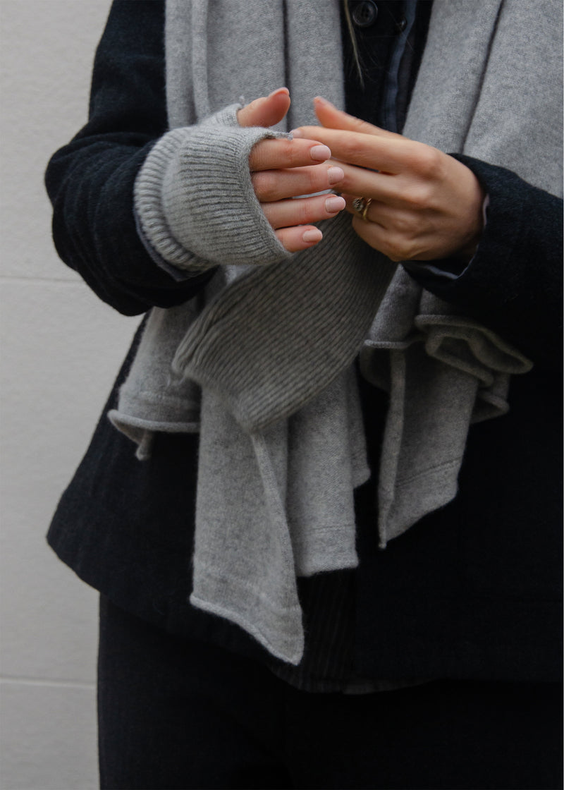 Recycled Cashmere Arm Warmers | Silver Grey