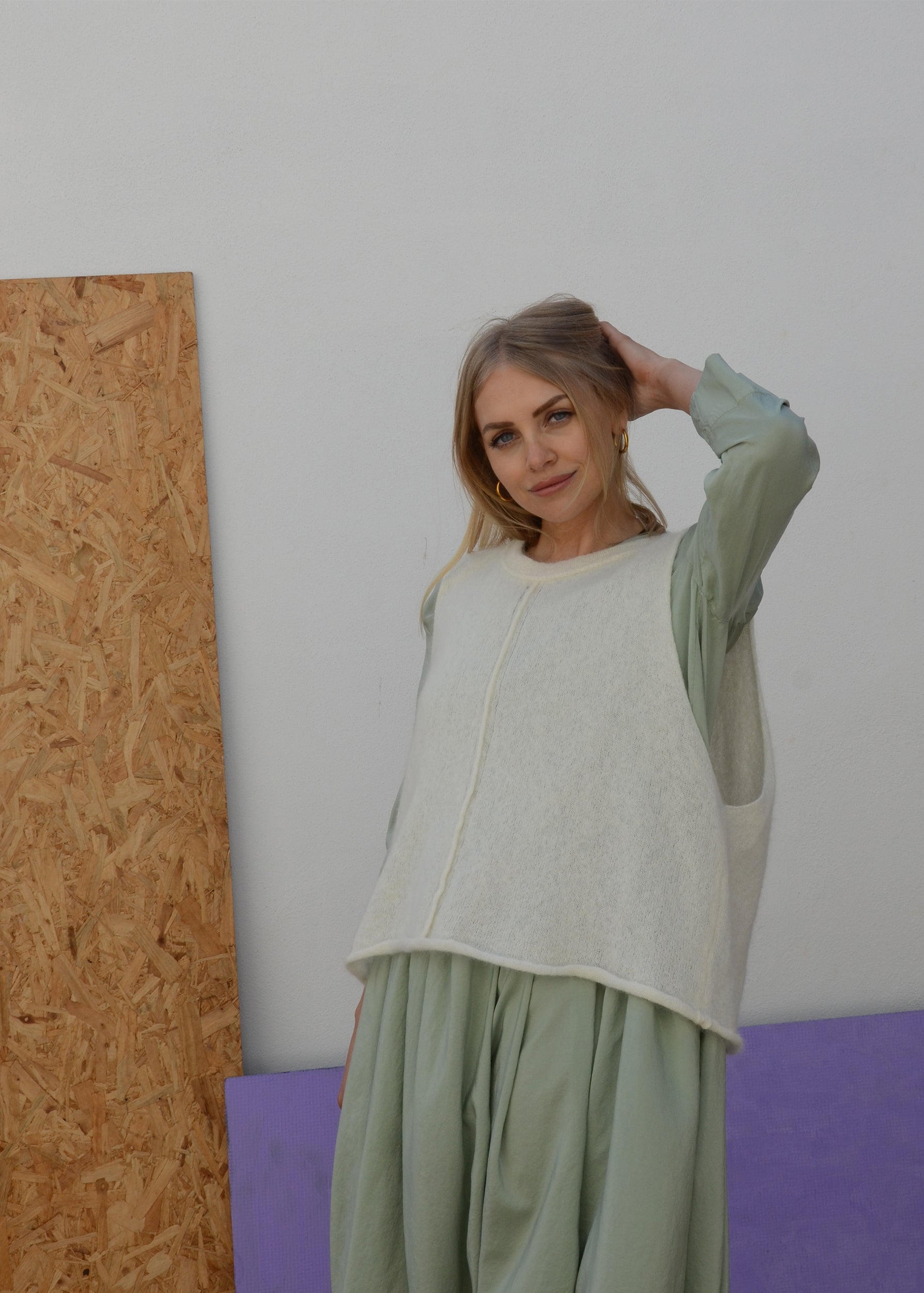 Eco Mohair Vest Top | Chalk White