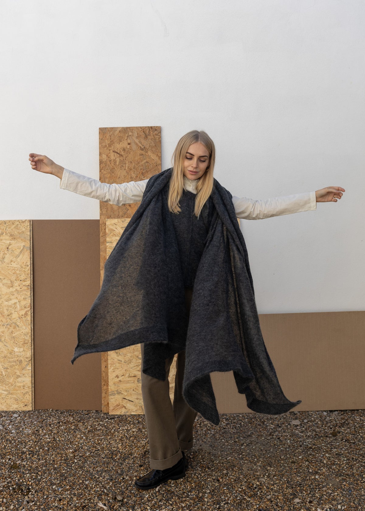 Eco Mohair Oversize Scarf | Charcoal