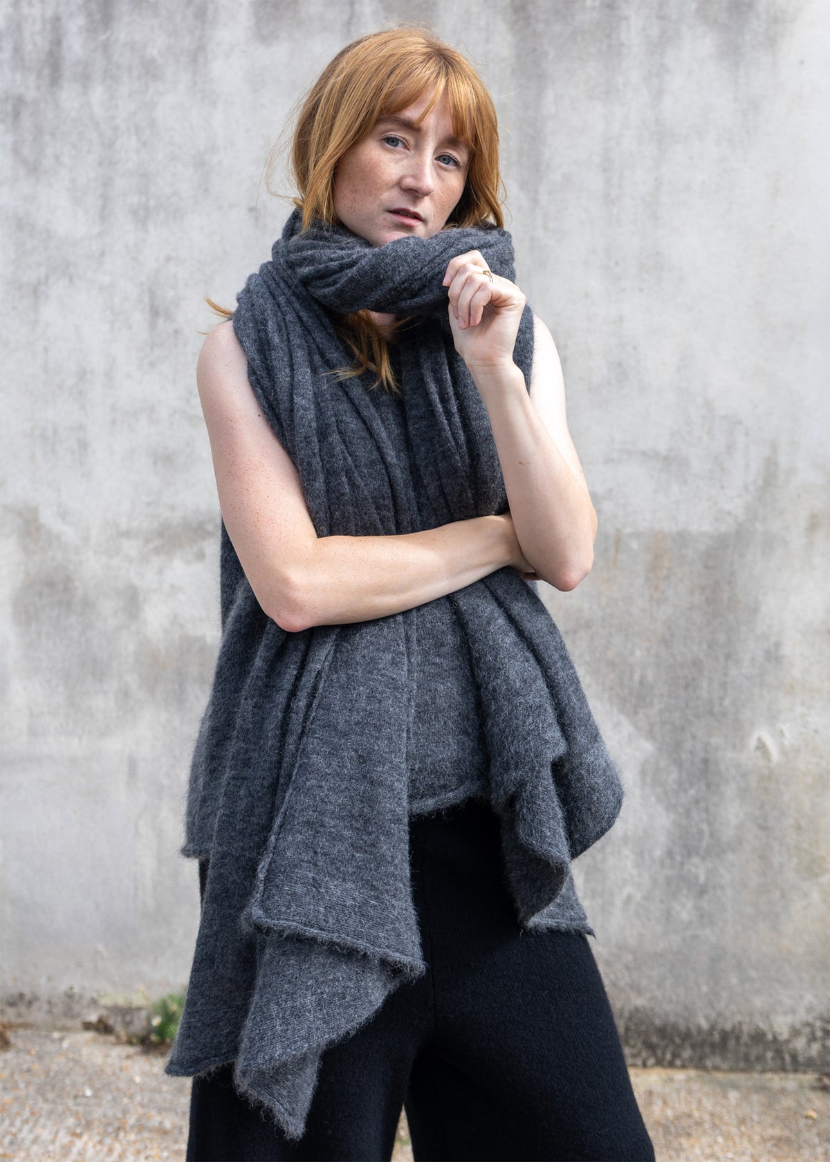 Eco Mohair Oversize Scarf | Charcoal