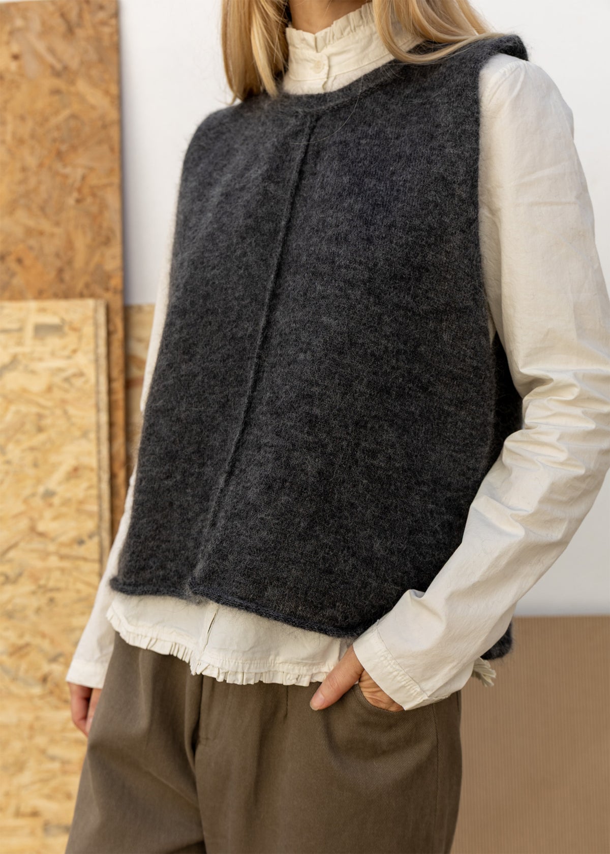 Mohair Vest Top | Charcoal
