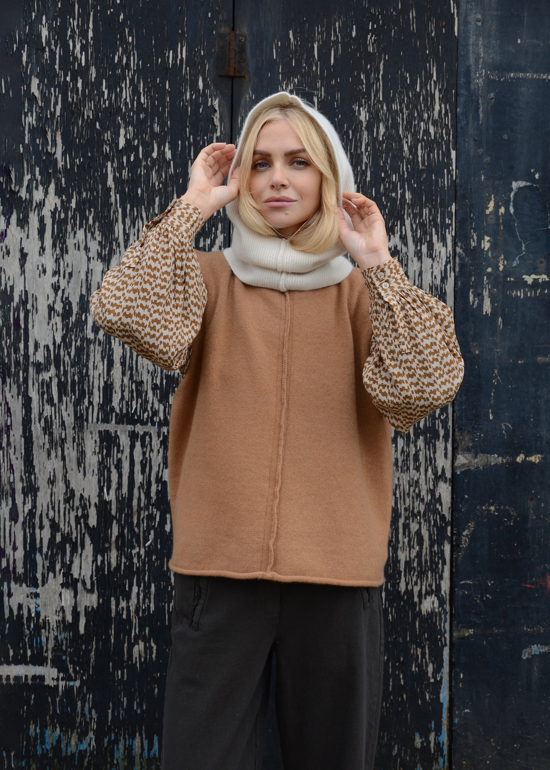 Cashmere Rib Hood | Cream