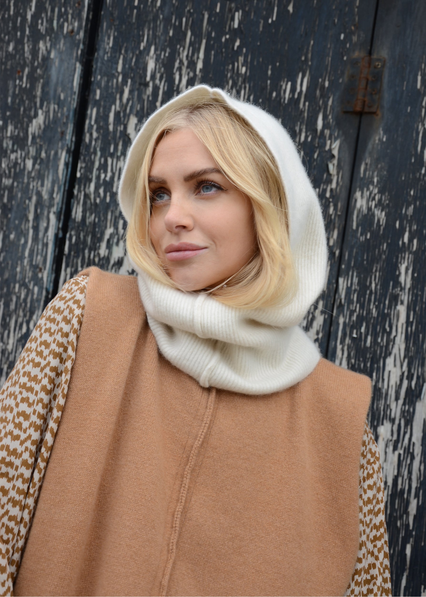 Cashmere Rib Hood | Cream