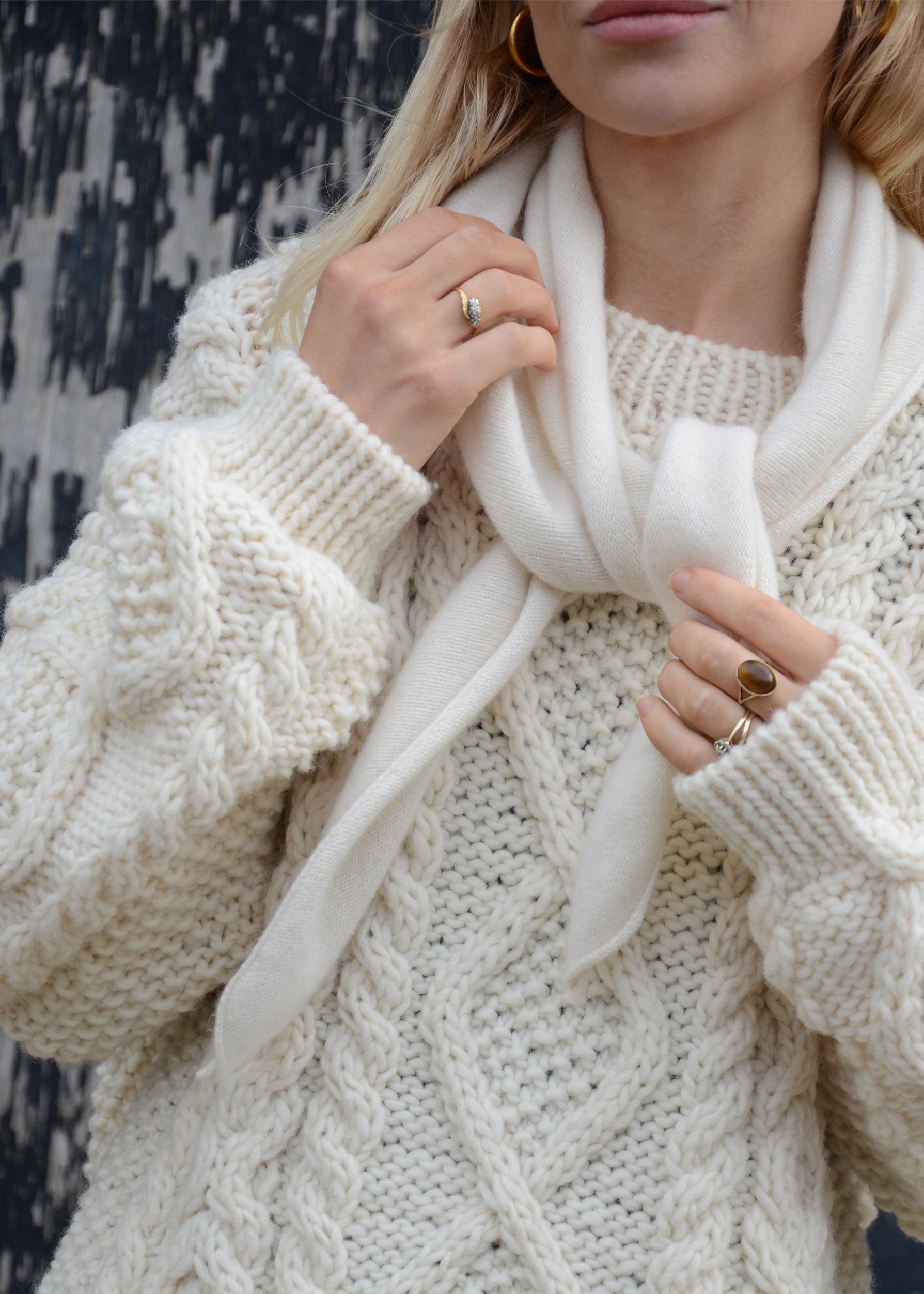 Cashmere Necktie Scarf | Cream