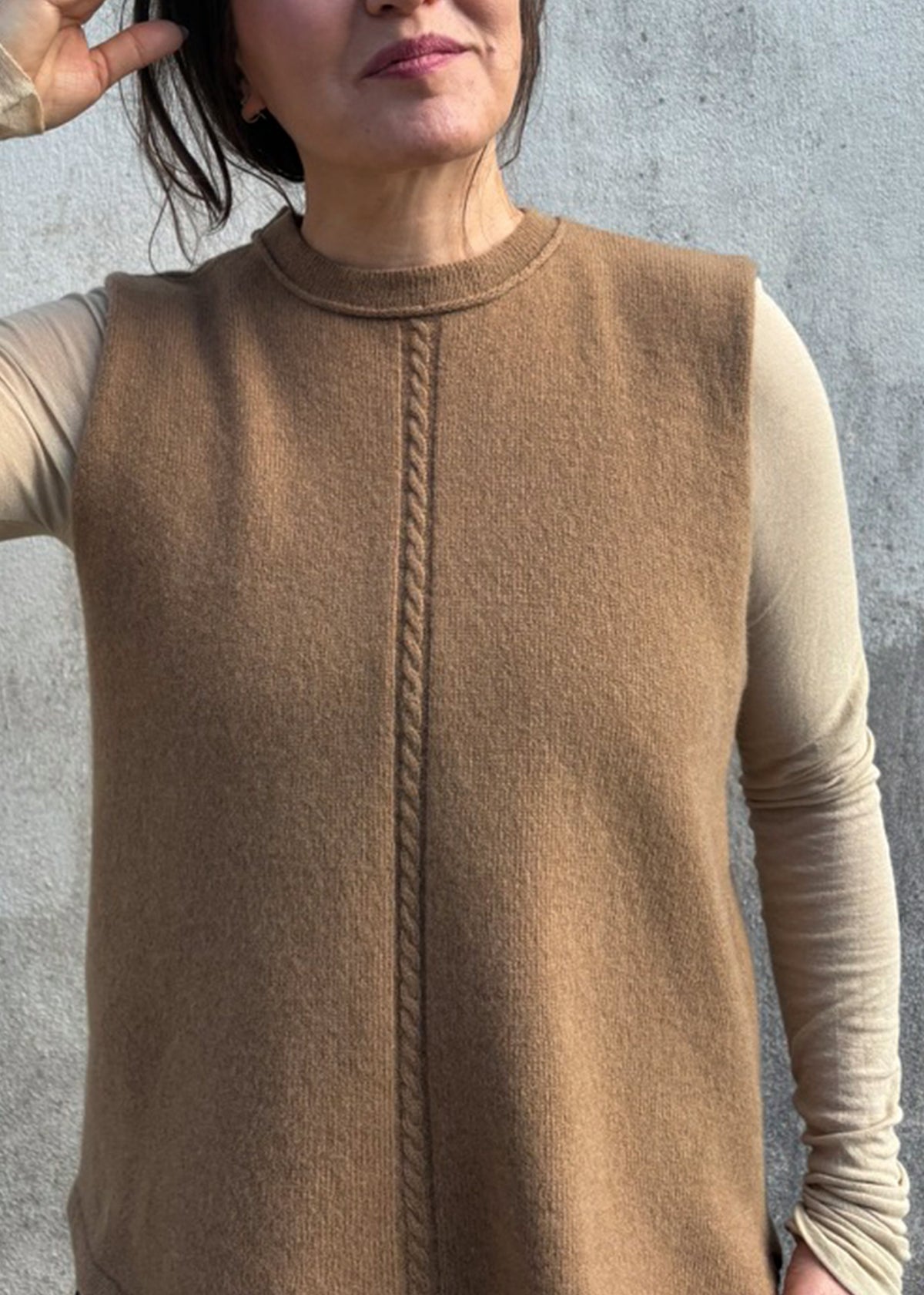 Cashmere Cable Front Vest Top | Gingerbread