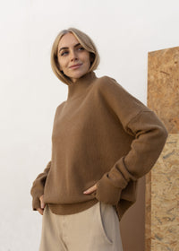 High Neck Cashmere Sweater | Gingerbread
