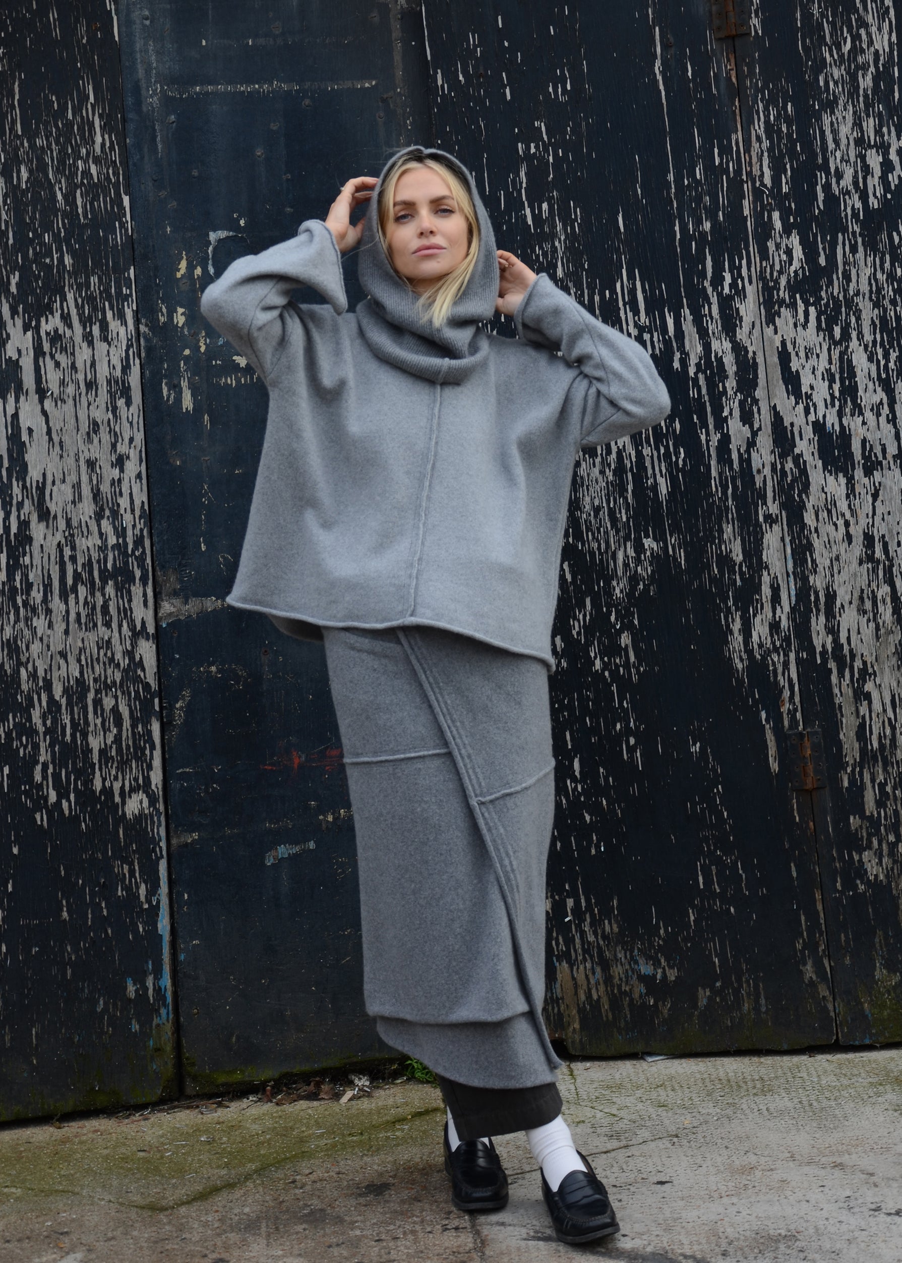 Cashmere Rib Hood | Grey