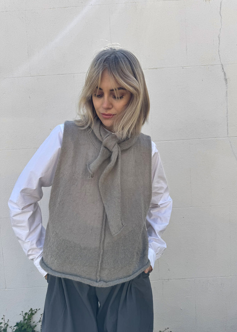 Alex Mohair Crop Vest Top | Dove Grey