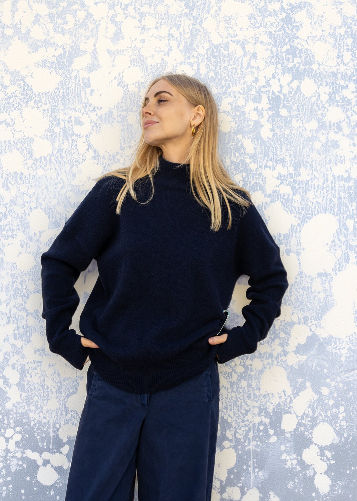 High Neck Cashmere Sweater | Navy
