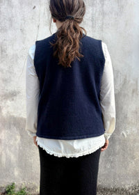 Cashmere Cable Front Vest Top | Navy