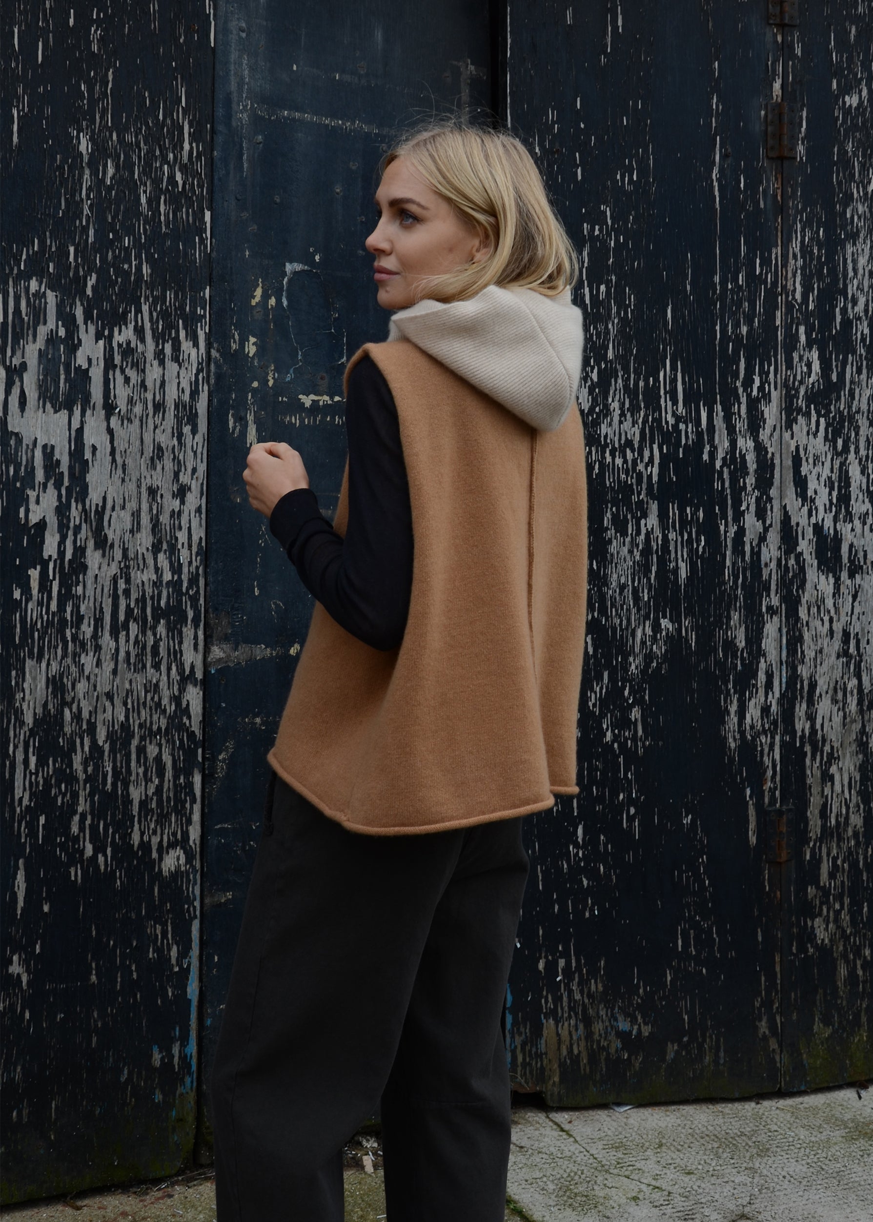 Cashmere Rib Hood | Oat