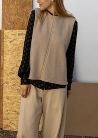 Cashmere Cable Front Vest Top | Oat