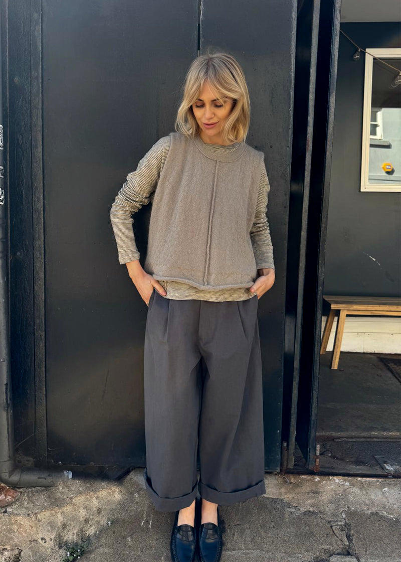 Alex Mohair Crop Vest Top | Dove Grey