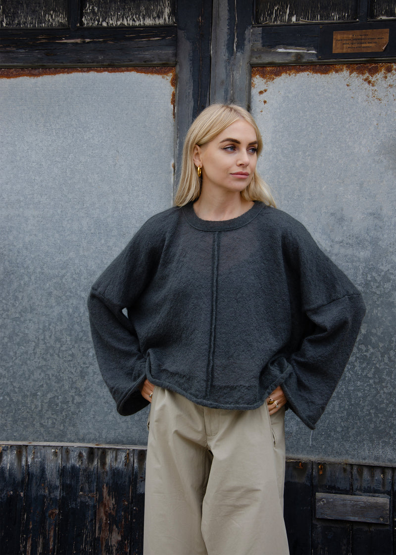 Alex Crop Sweater | Slate Grey