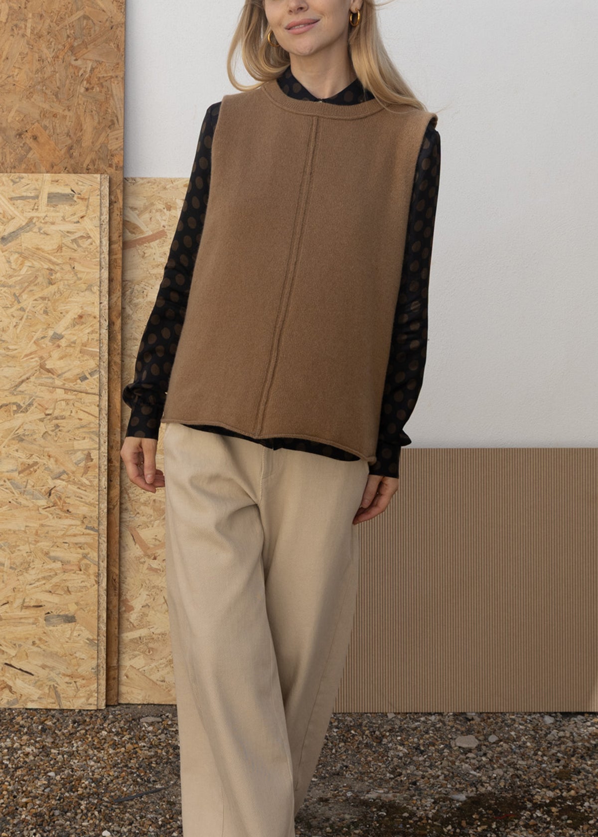 Cashmere Tramline Vest Top | Gingerbread