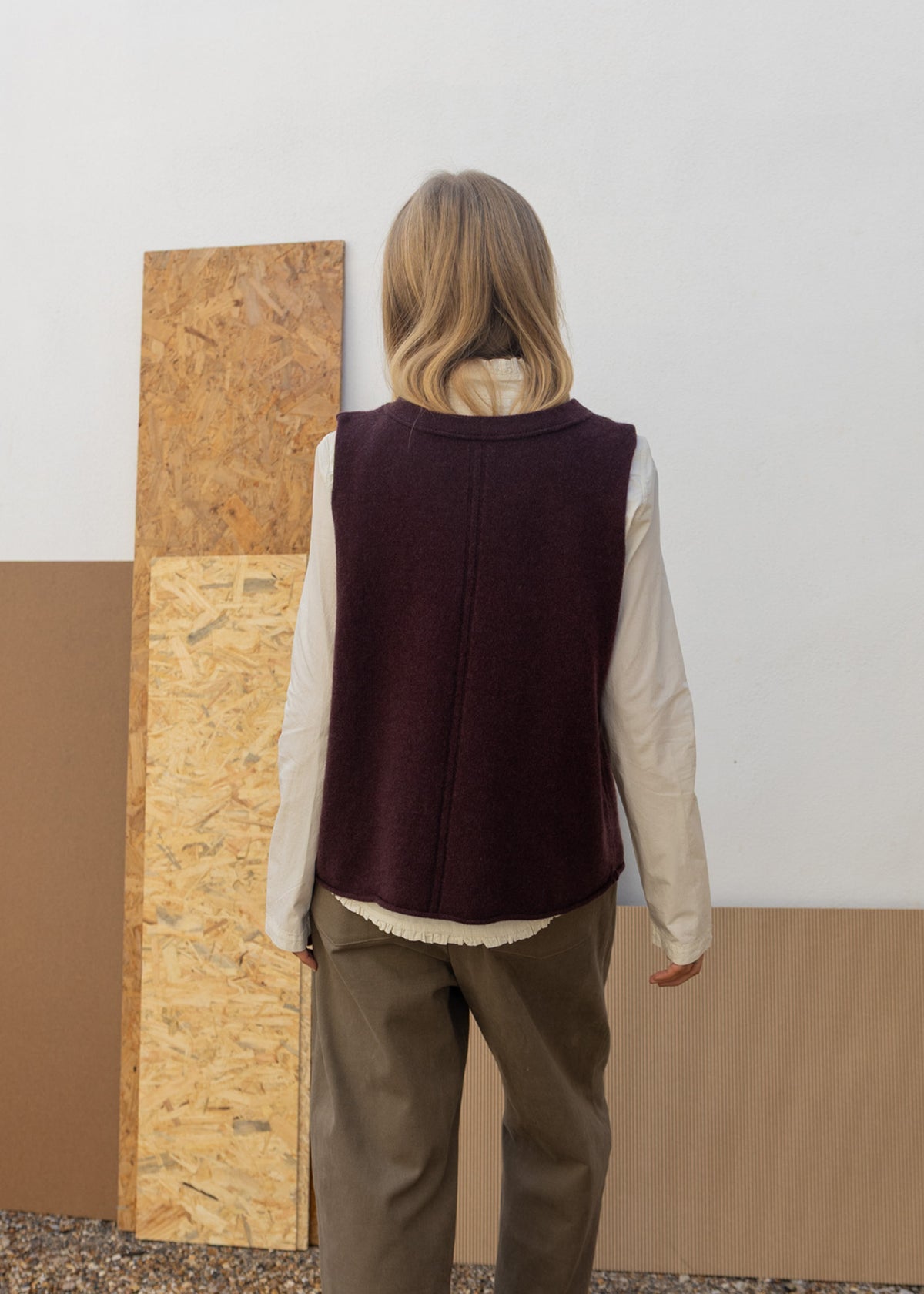 Cashmere Tramline Vest Top | Raisin