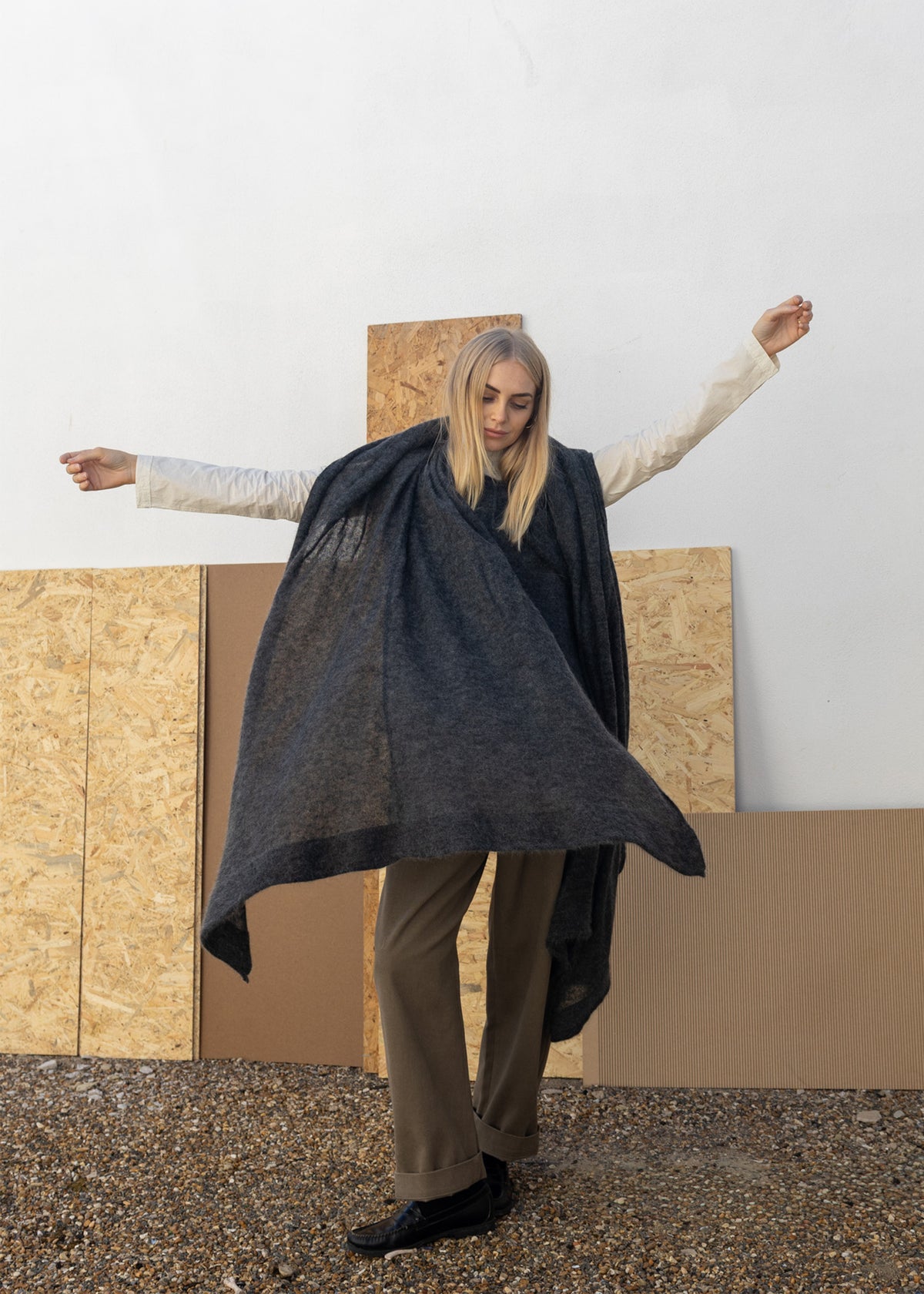 Eco Mohair Oversize Scarf | Charcoal