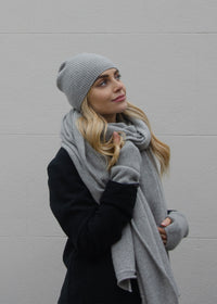 Recycled Cashmere Arm Warmers | Silver Grey