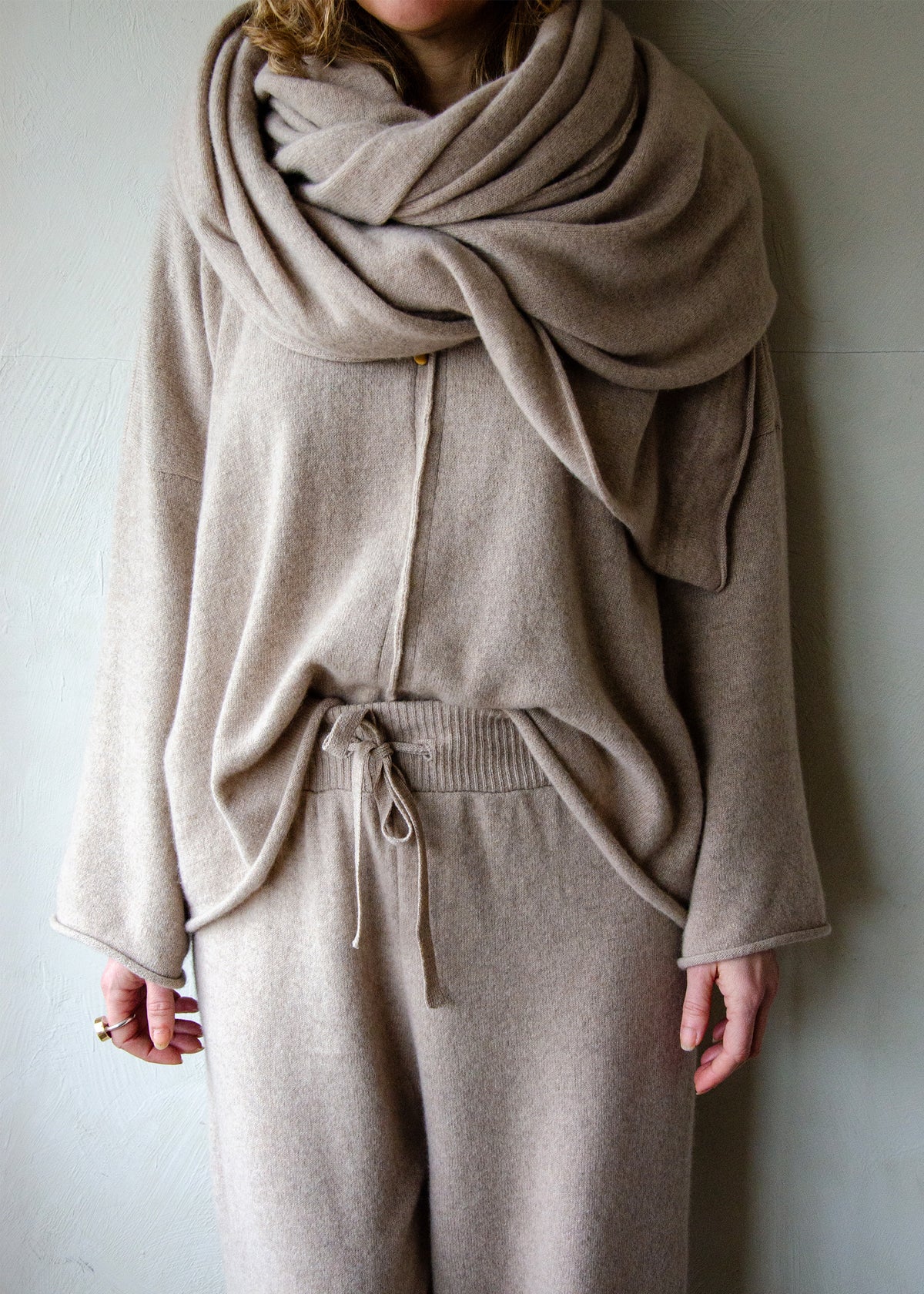 Oversize Recycled cashmere Scarf | Oat