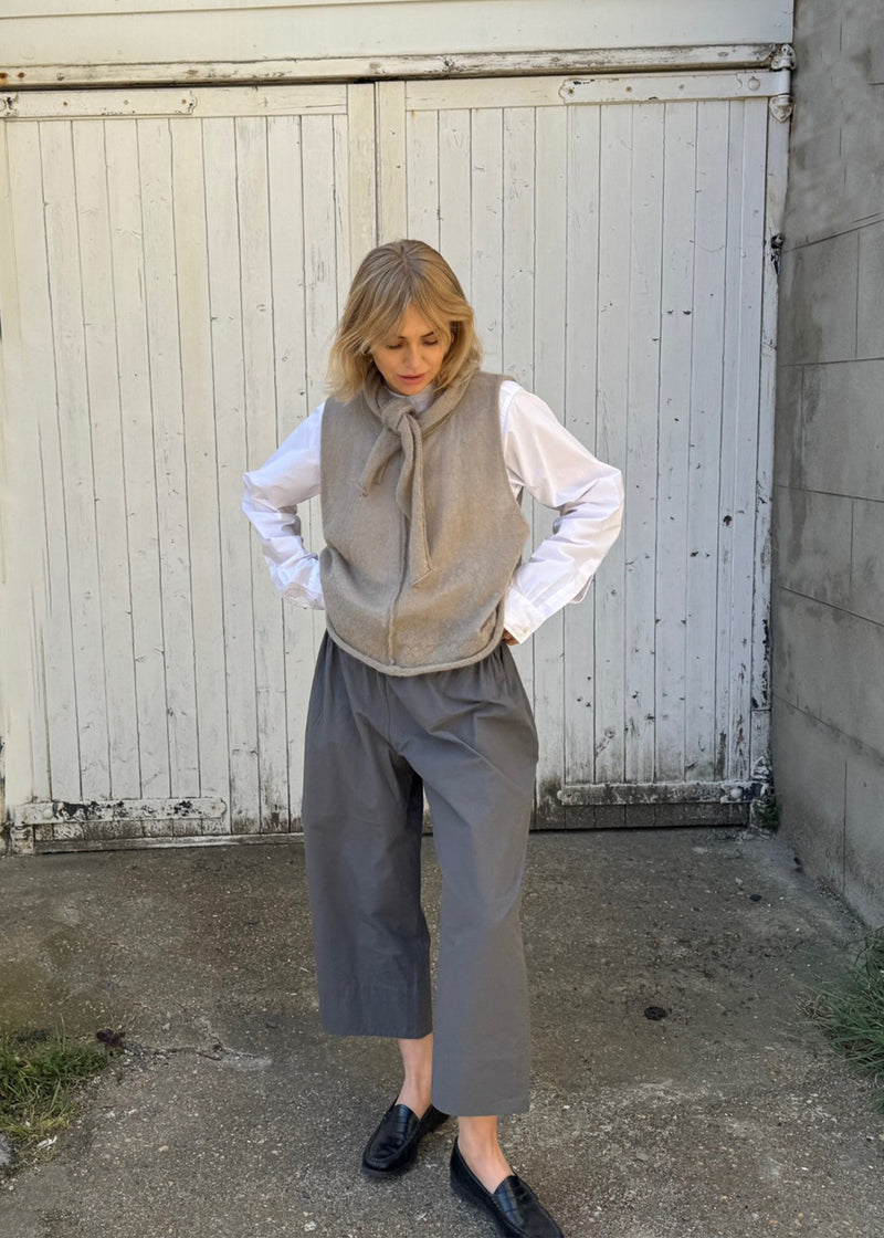 Alex Mohair Crop Vest Top | Dove Grey